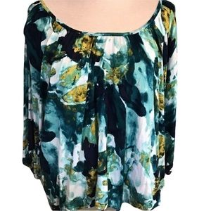 Apt 9 Top Petite XL Blue Green Yellow Floral